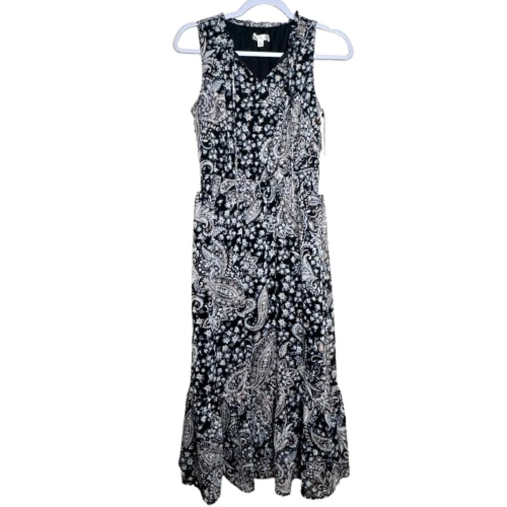 Nine Britton Black Paisley Sleeveless Dress NWT Size SP
